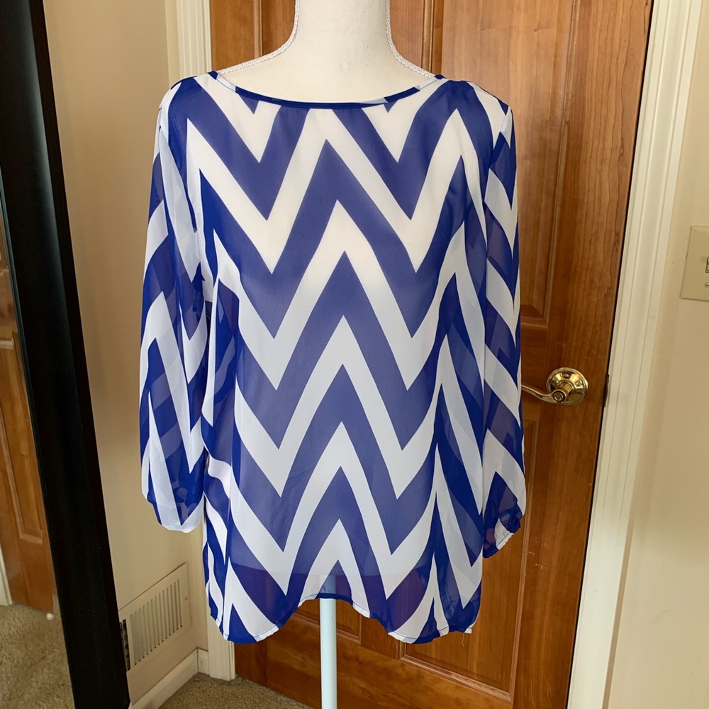 MOONLIGHT boutique style shirt. Sheer blue/white🦋